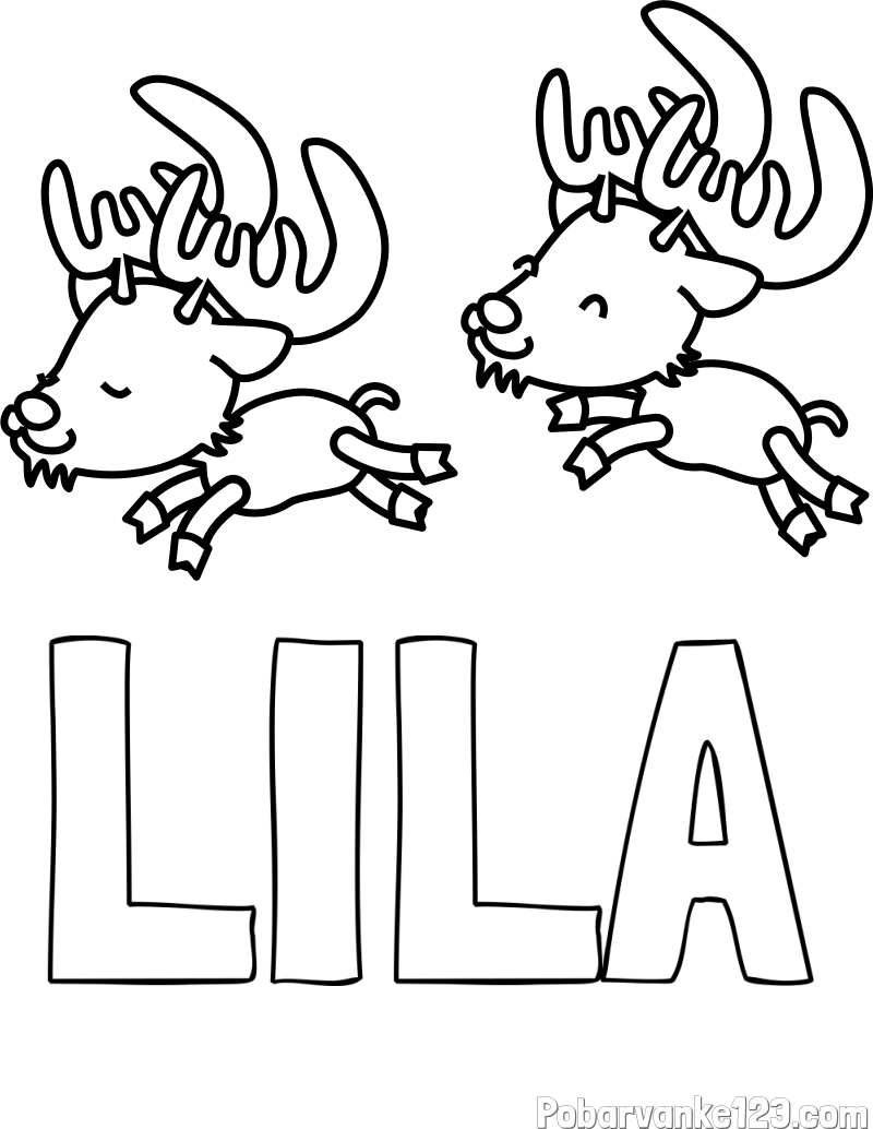 Pobarvanka imena LILA in jelenčka