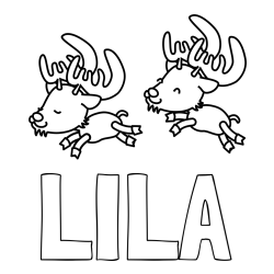 Online izdelana pobarvanka - Pobarvanka imena LILA in jelenčka