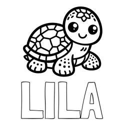 Pobarvanka imena LILA in otroška pobarvanka želve