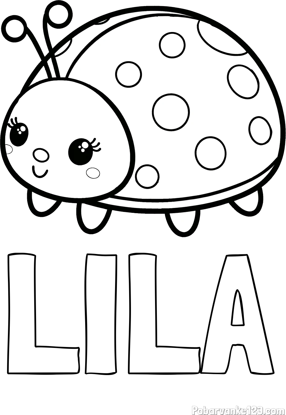 Pobarvanka imena LILA in pobarvanka ljubke pikapolonice