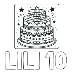 Online izdelana pobarvanka - Pobarvanka imena LILI 10 in pobarvanka slastne torte