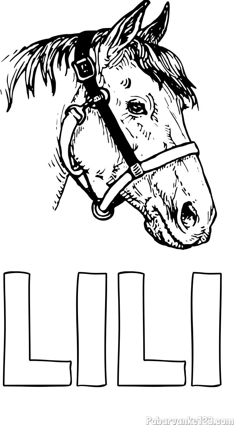 Pobarvanka imena LILI in konjska glava