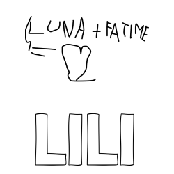 Online izdelana pobarvanka - Pobarvanka imena LILI in luna + Fatime