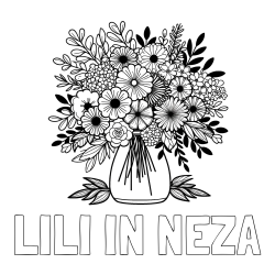 Online izdelana pobarvanka - Pobarvanka imena LILI IN NEŽA in pobarvanka veliekga šopka rož