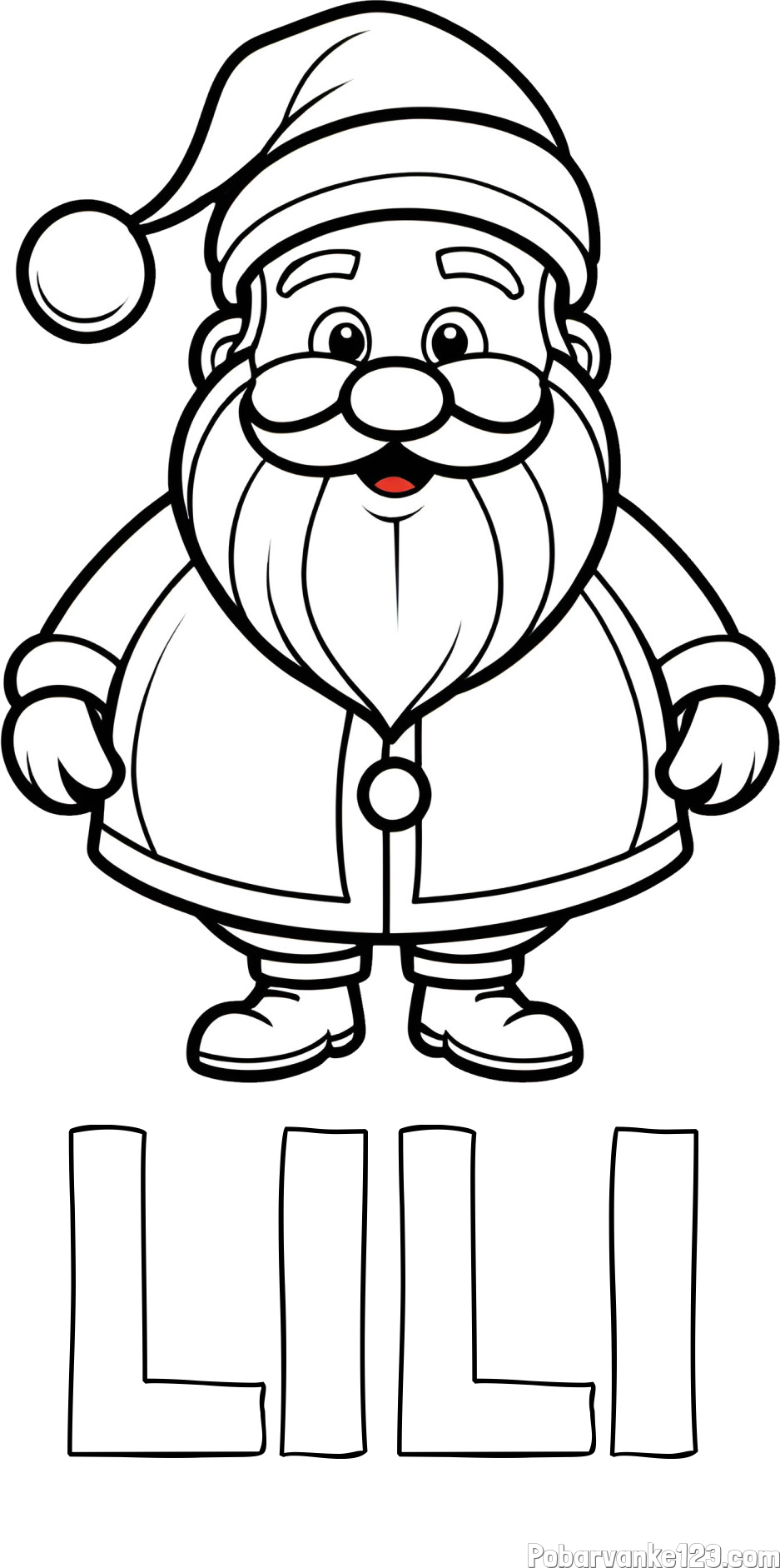 Pobarvanka imena LILI in otroška pobarvanka prikupnega Božička