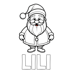 Pobarvanka imena LILI in otroška pobarvanka prikupnega Božička