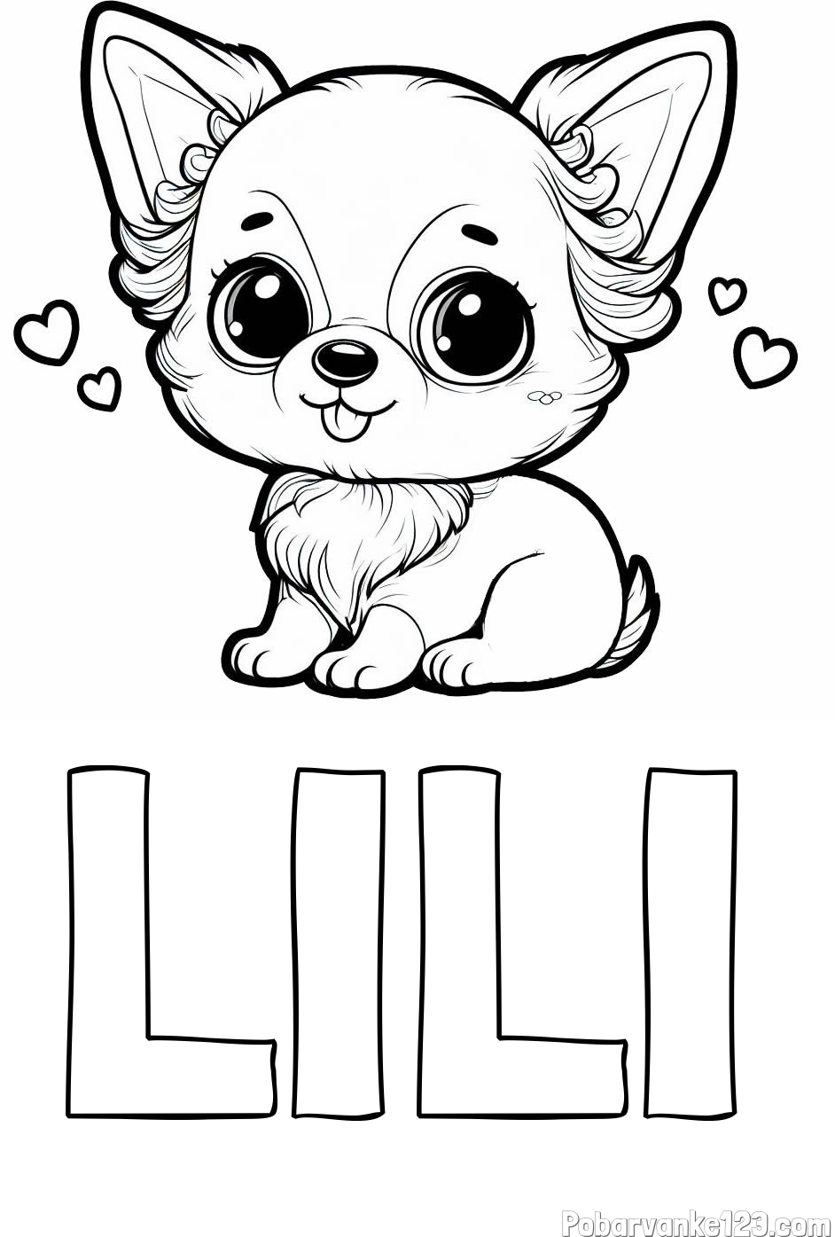 Pobarvanka imena LILI in pobarvanka čivave