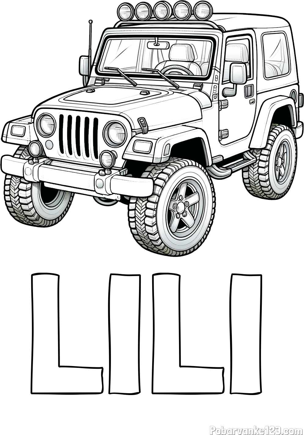 Pobarvanka imena LILI in pobarvanka džipa