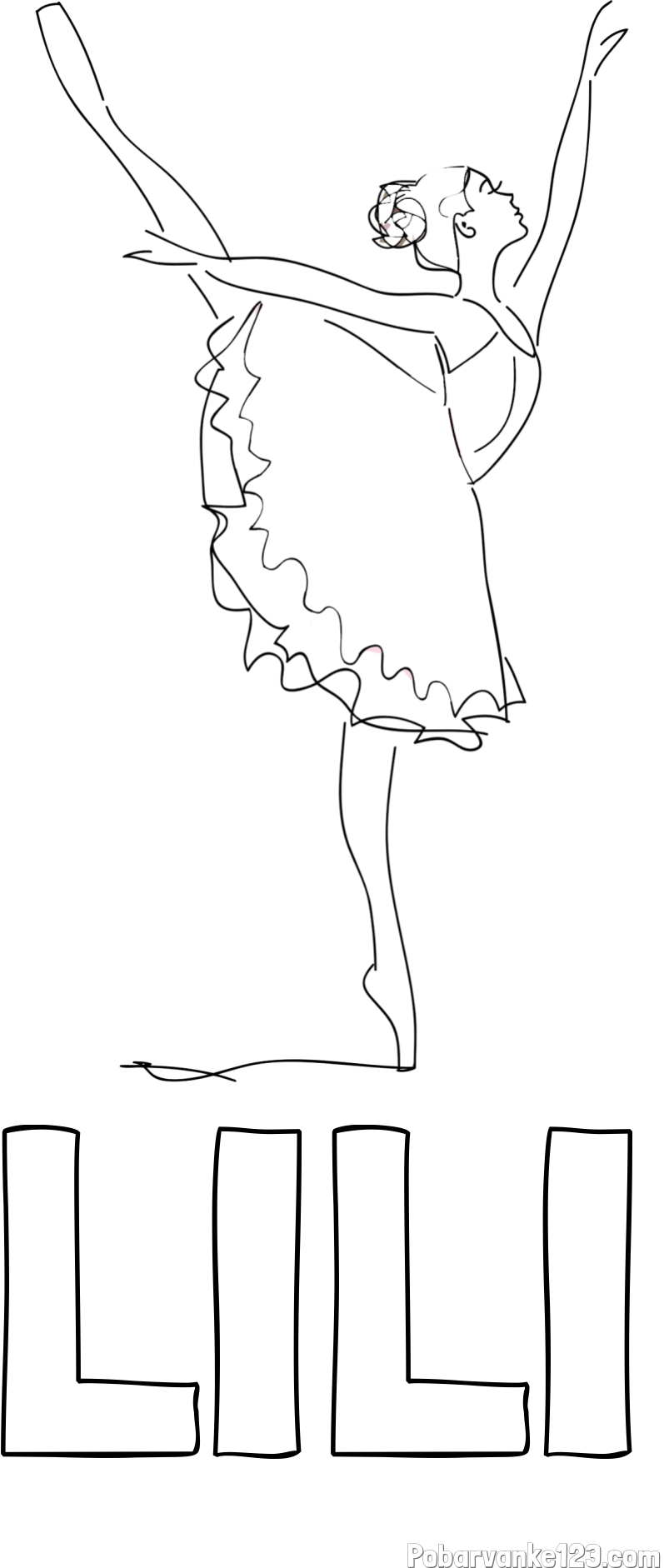 Pobarvanka imena LILI in pobarvanka ljubke baletke