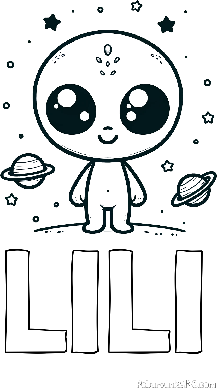 Pobarvanka imena LILI in pobarvanka vesoljec