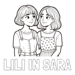 Online izdelana pobarvanka - Pobarvanka imena LILI IN SARA in pobarvanka dveh najboljših prijateljic