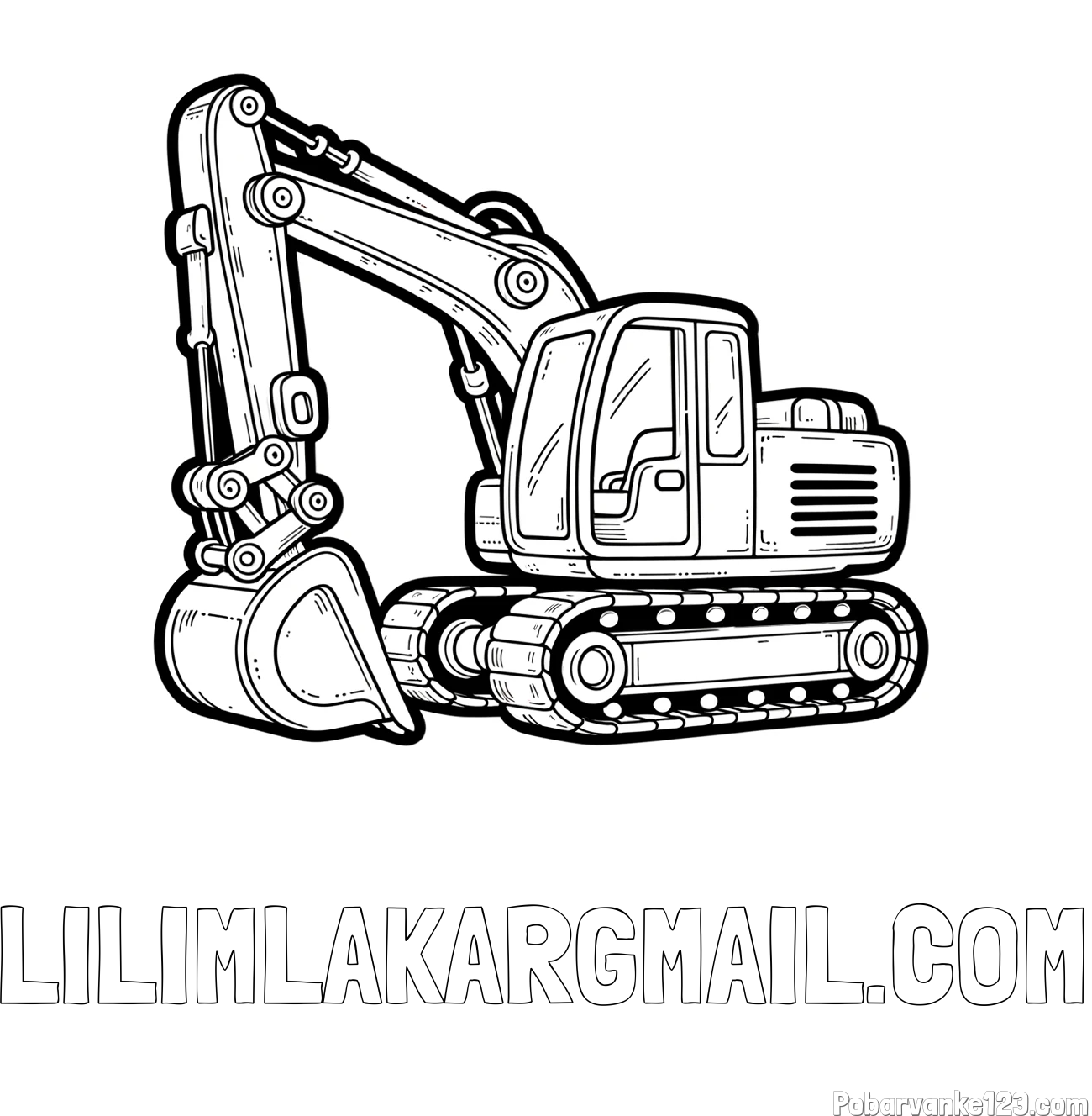 Pobarvanka imena LILIMLAKARGMAIL.COM in pobarvanka velikega delovnega stroja - bagra