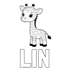 Online izdelana pobarvanka - Pobarvanka imena LIN in pobarvanka simpatične žirafe