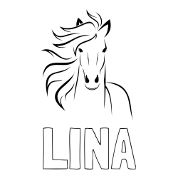 Pobarvanka imena LINA in lepa pobarvanka konja