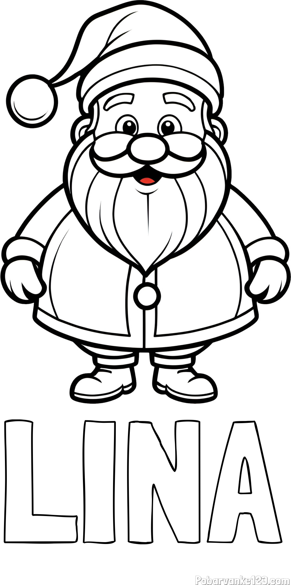 Pobarvanka imena LINA in otroška pobarvanka prikupnega Božička