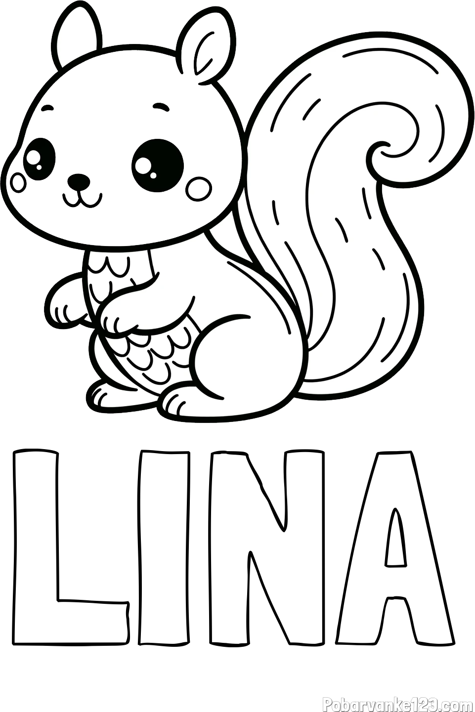 Pobarvanka imena LINA in pobarvanka ljubke veverice