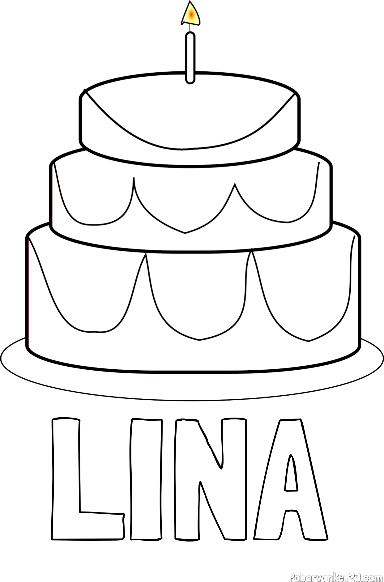 Pobarvanka imena LINA in pobarvanka poročne torte