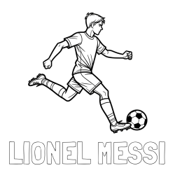 Pobarvanka imena LIONEL MESSI in pobarvanka nogometaša v napadu