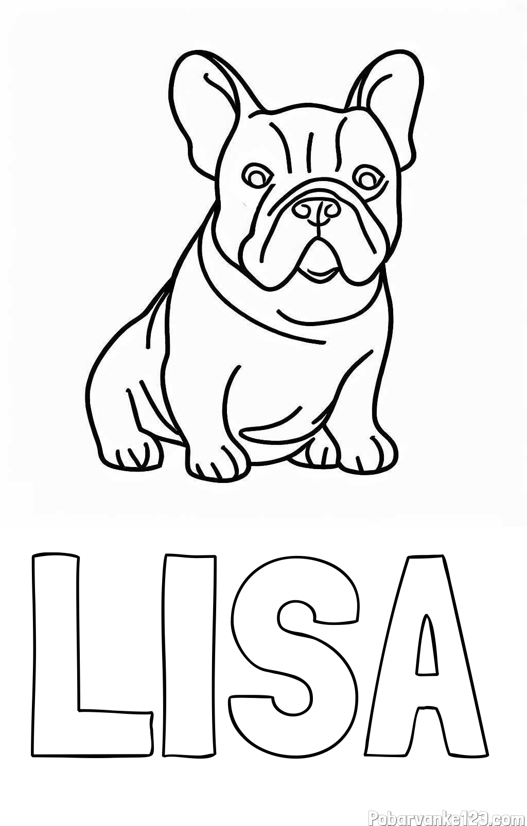 Pobarvanka imena LISA in pobarvanka francoskega buldoga