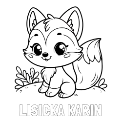 Online izdelana pobarvanka - Pobarvanka imena LISIČKA KARIN in pobarvanka lisičke