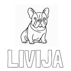 Online izdelana pobarvanka - Pobarvanka imena LIVIJA in pobarvanka francoskega buldoga