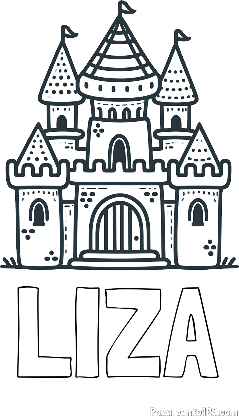 Pobarvanka imena LIZA in otroška pobarvanka gradu