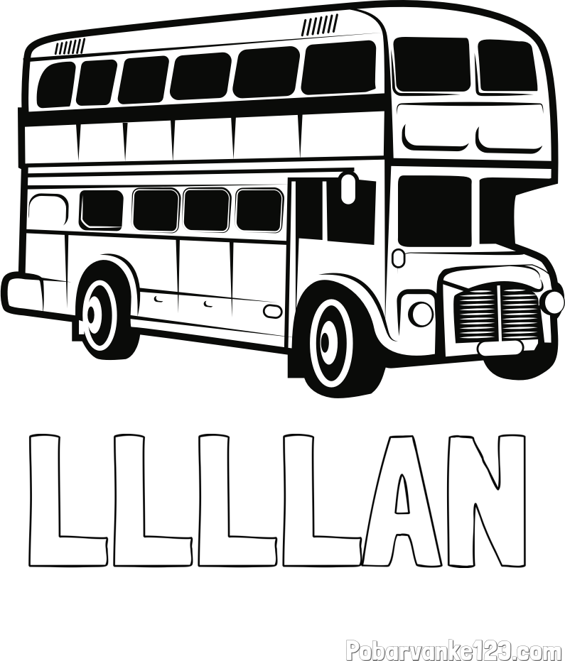 Pobarvanka imena LLLLAN in pobarvanka dvonadstropnega avtobusa