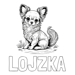 Online izdelana pobarvanka - Pobarvanka imena LOJZKA in pobarvanka ljubke čivave