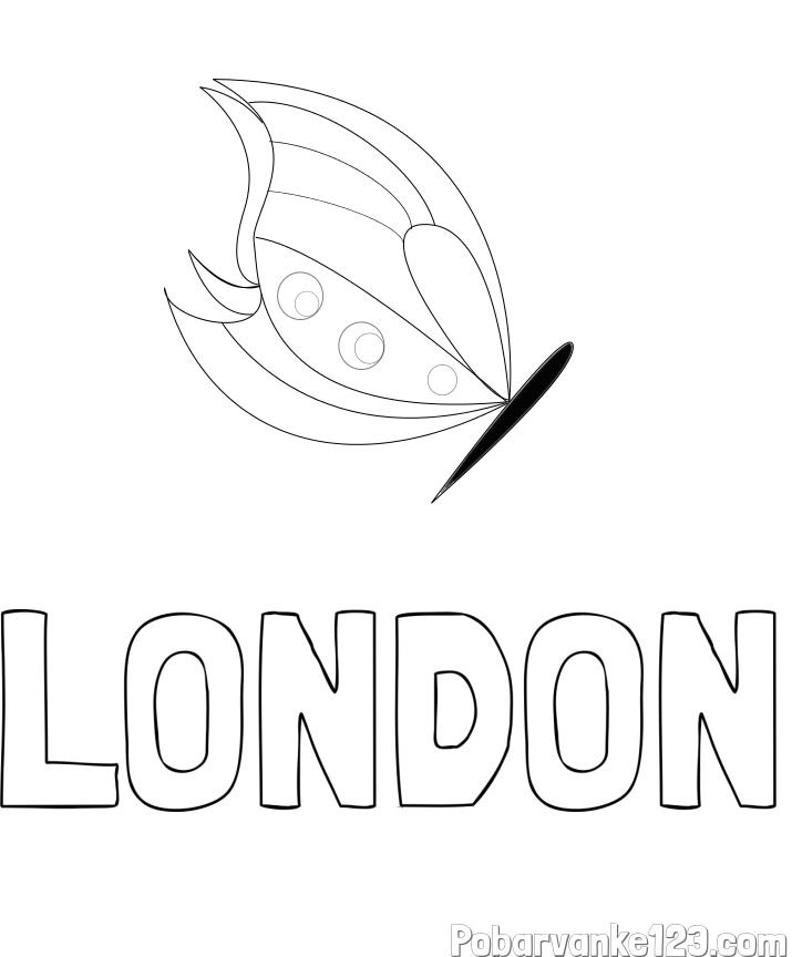 Pobarvanka imena LONDON in pobarvanka metulj