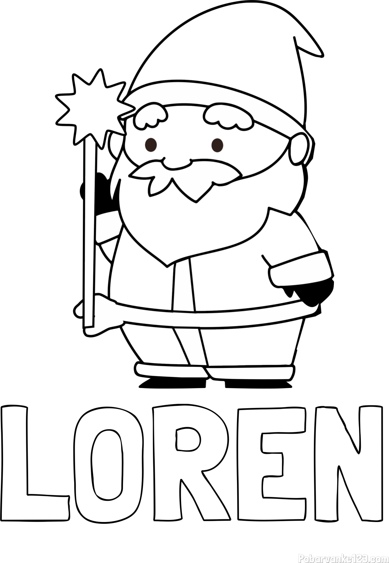 Pobarvanka imena LOREN in dedek Mraz