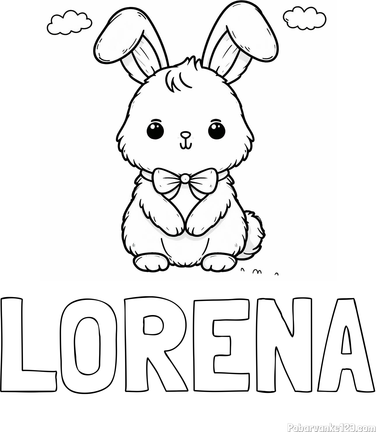 Pobarvanka imena LORENA in pobarvanka prikupnega zajčka