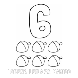 Online izdelana pobarvanka - Pobarvanka imena LORENA  LEILA ZA  MAMICO in pobarvanka števila 6 s slikovnim prikazom