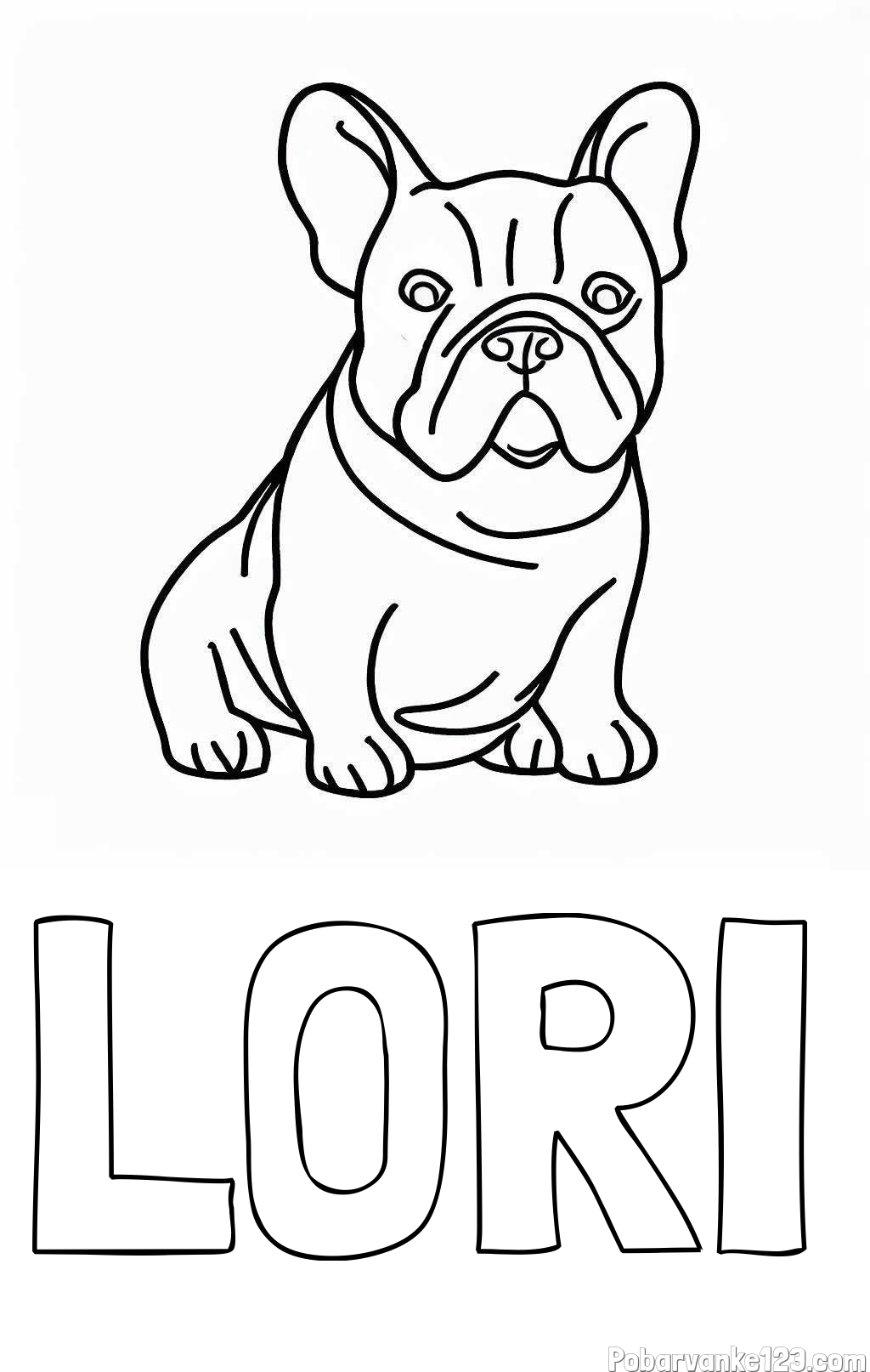Pobarvanka imena LORI in pobarvanka francoskega buldoga