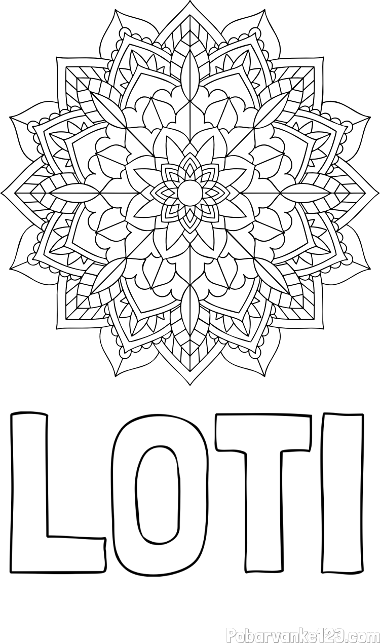 Pobarvanka imena LOTI in Čudovita pobarvanka mendale