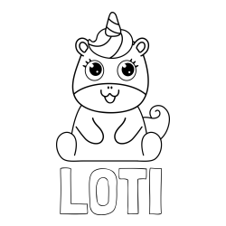 Pobarvanka imena LOTI in pobarvanka čudovitega samoroga Unicorn