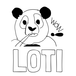 Pobarvanka imena LOTI in pobarvanka “Prestrašena panda”