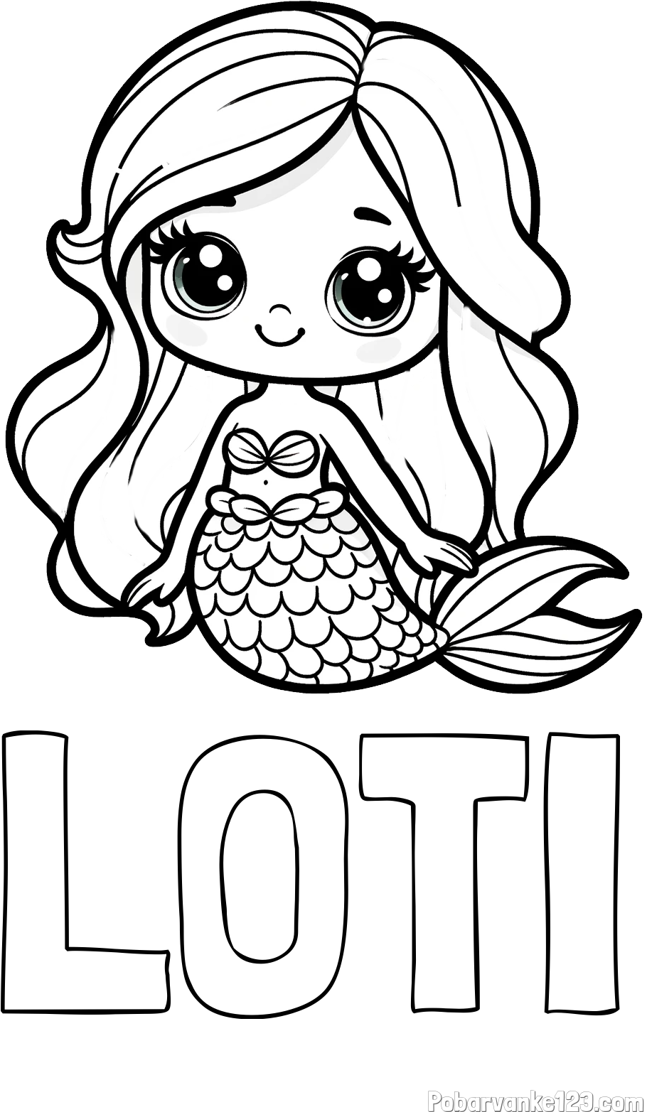 Pobarvanka imena LOTI in pobarvanka prikupne morske deklice