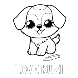 Online izdelana pobarvanka - Pobarvanka imena LOVE KUŽI in pobarvanka prikupnega kužka