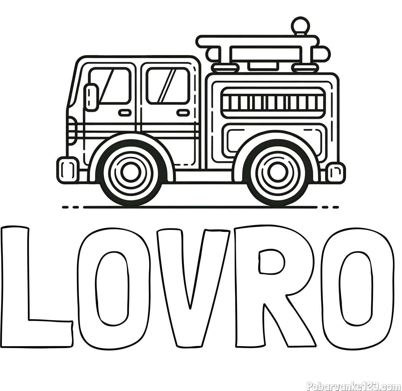 Pobarvanka imena LOVRO in lepa pobarvnak gasilskega avta