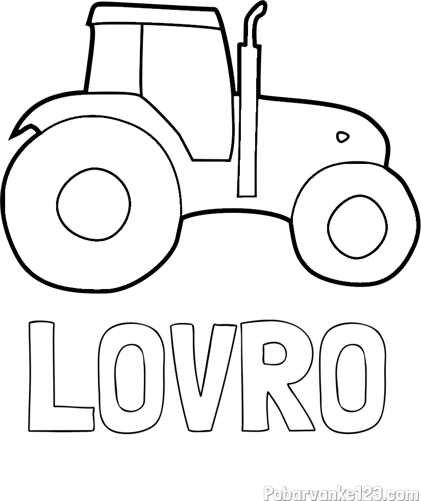 Pobarvanka imena LOVRO in otroška pobarvanka traktorja