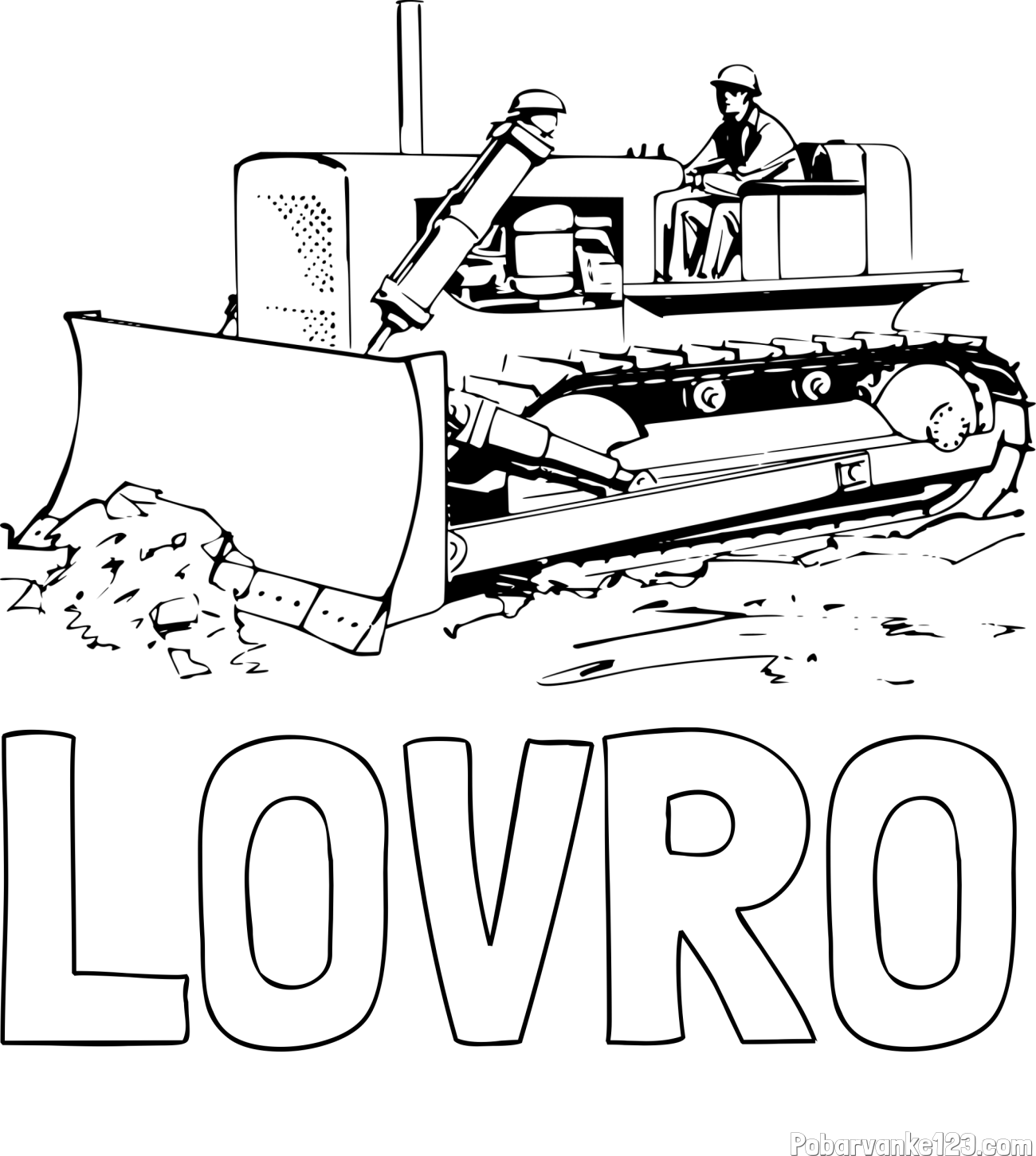 Pobarvanka imena LOVRO in pobarvanka buldožerja