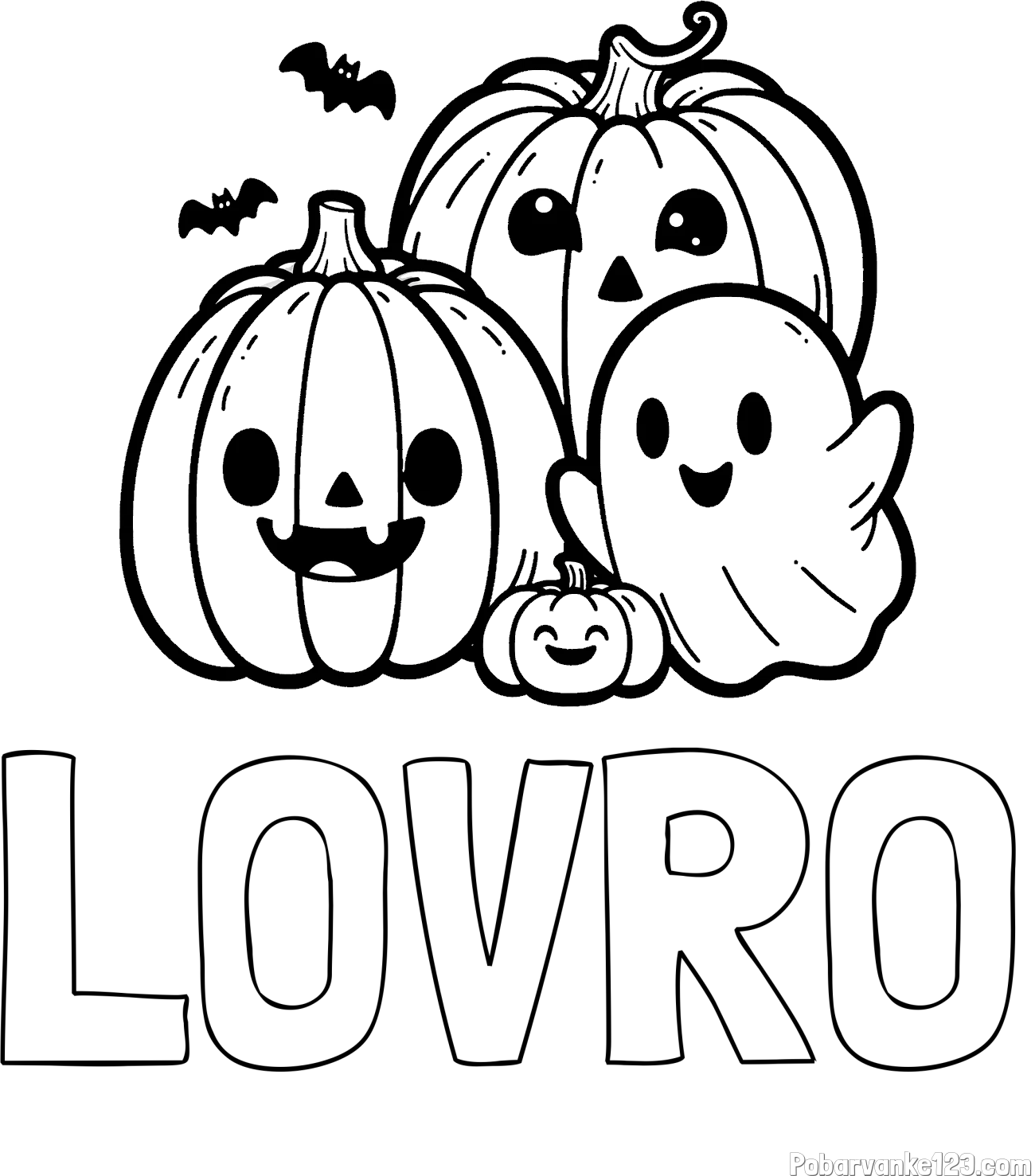 Pobarvanka imena LOVRO in pobarvanka duhca in buč za noč čarovnic