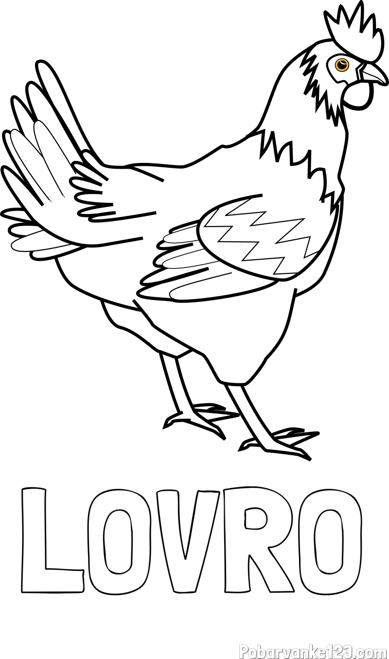 Pobarvanka imena LOVRO in pobarvanka kokoške