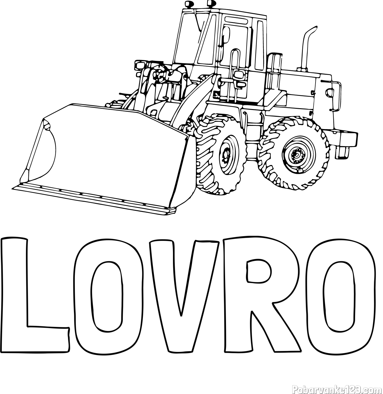 Pobarvanka imena LOVRO in pobarvanka velikega bagra