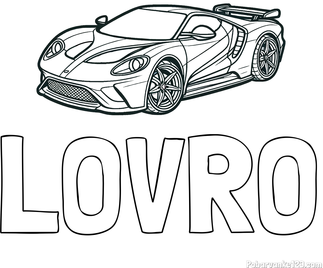 Pobarvanka imena LOVRO in Športni avtomobil