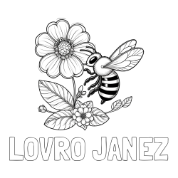 Online izdelana pobarvanka - Pobarvanka imena LOVRO JANEZ in otroška pobarvanka čebelice in rožice