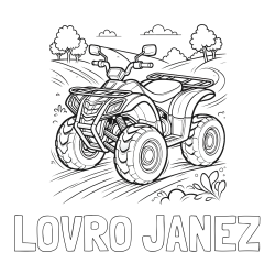 Online izdelana pobarvanka - Pobarvanka imena LOVRO JANEZ in pobarvanka štirikolesnika na cesti