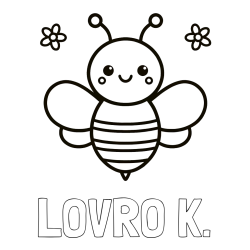 Online izdelana pobarvanka - Pobarvanka imena LOVRO K. in otroška pobarvanka čebele