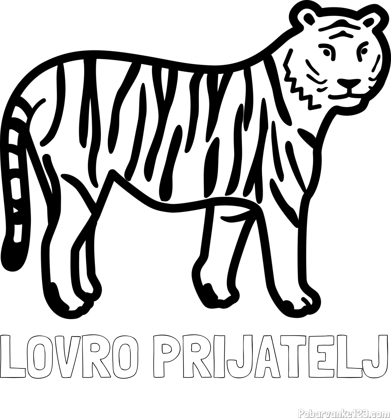 Pobarvanka imena LOVRO PRIJATELJ in otroška pobarvanka tigra