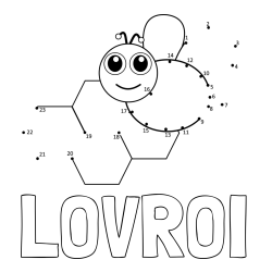 Online izdelana pobarvanka - Pobarvanka imena LOVROI in pobarvanka čebelice in satja - poveži številke